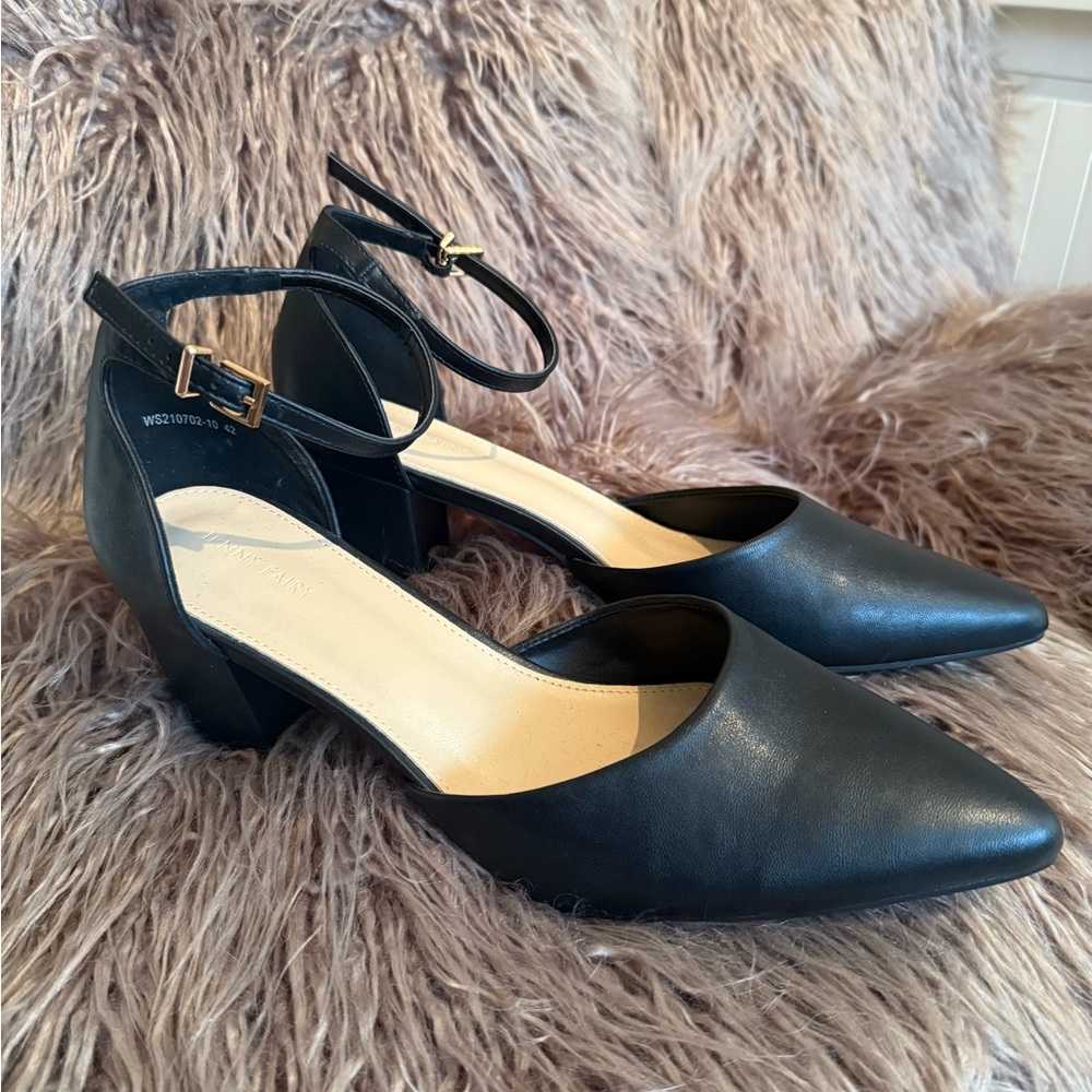 Elegant Black Ankle Strap Low Heels